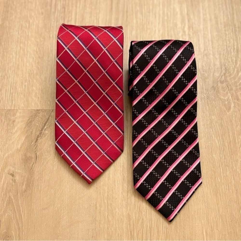 Club Room and Countess Mara Set of Striped Plaid Silk Men Ties